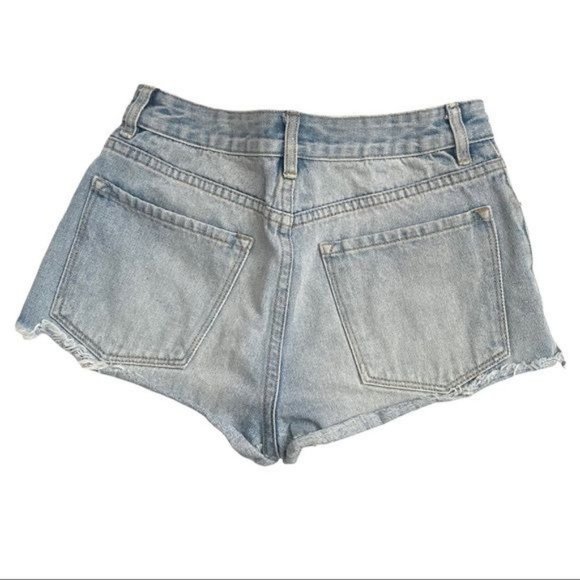 Amuse Society Revolve High Waisted Rigid Button Fly  Raw Hem Jean Shorts - Picture 3 of 8